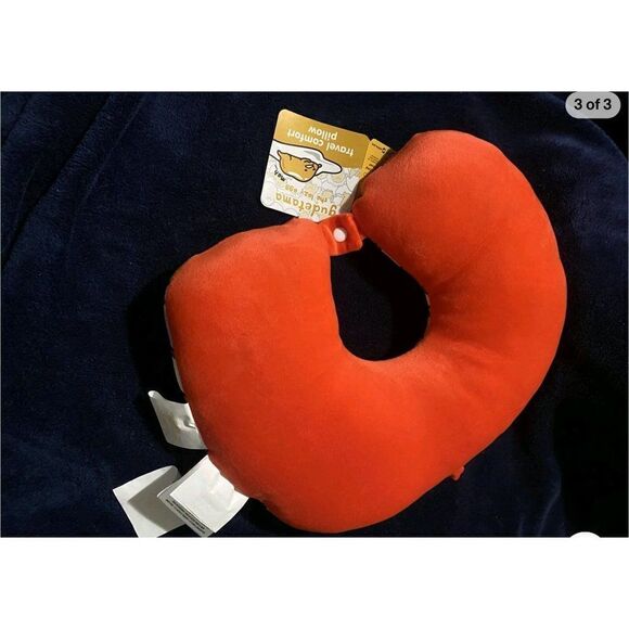 Sanrio Gudetama The Lazy Egg Neck Pillow, Soft Contoured Travel Cushion, Orange - Picture 3 of 3